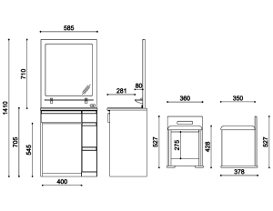 60 ドレッサー(ダークブラウン)