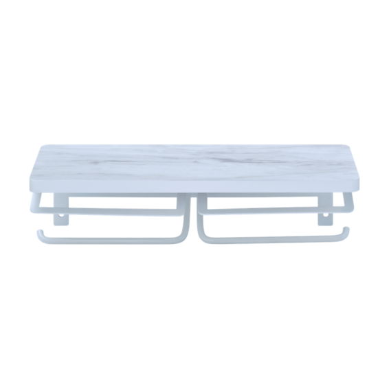 トイレットペーパーホルダー W アイアン-ホワイト+メラミン-ホワイト